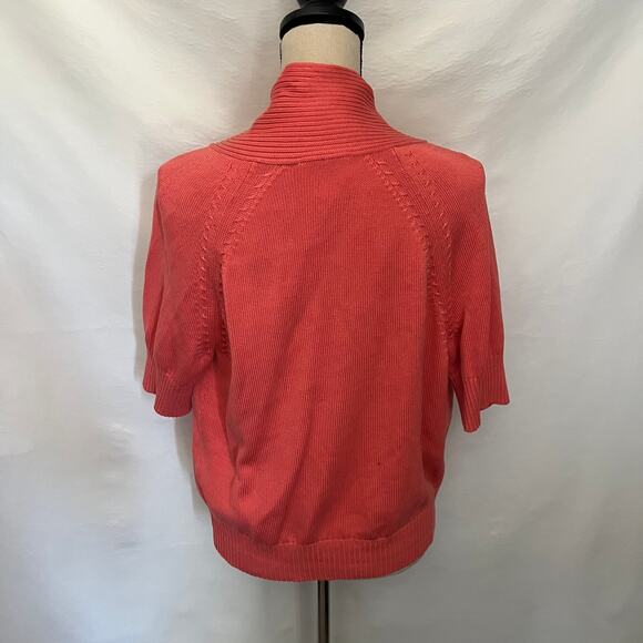 VINTAGE TALBOTSCotton Cardigan Womens Sweater Sz Large Orange Granny Core Open - Picture 7 of 11